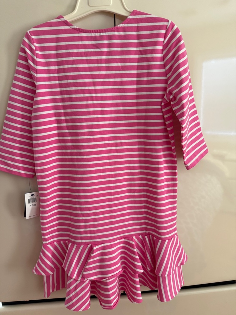 Ralph Lauren Pink & White Striped Ruffle-Hem Dress - Picture 2 of 7